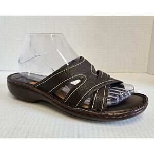 Brown Leather Dockers Cambree Slip On‎ Strappy Sandals Size 8.5M